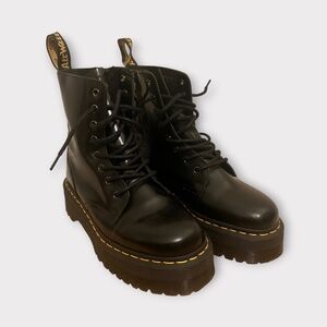 Dr. Martens Jadon Polished Smooth Leather Black Platform Boots